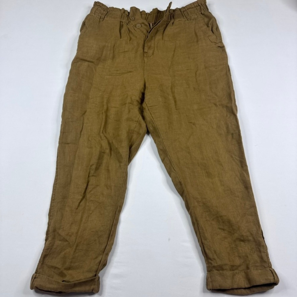 Free People Olive Brown Linen Trousers